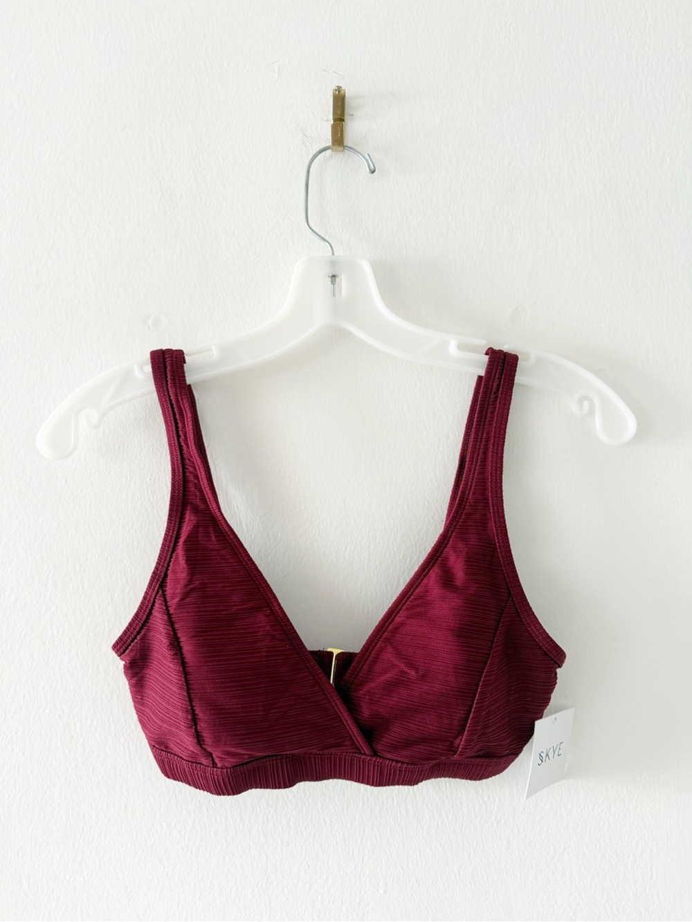 NEW Skye Swimwear Seraphina Romance Burgundy Fixed Triangle Bikini Top Size XS